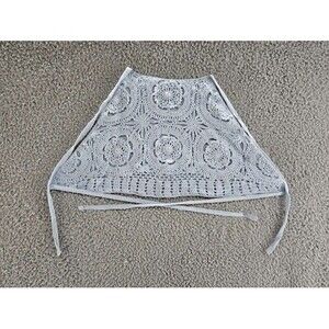 Vintage Y2K 90s Crochet Halter Top Womens Small Blue Shirt Hippie Fairy Summer